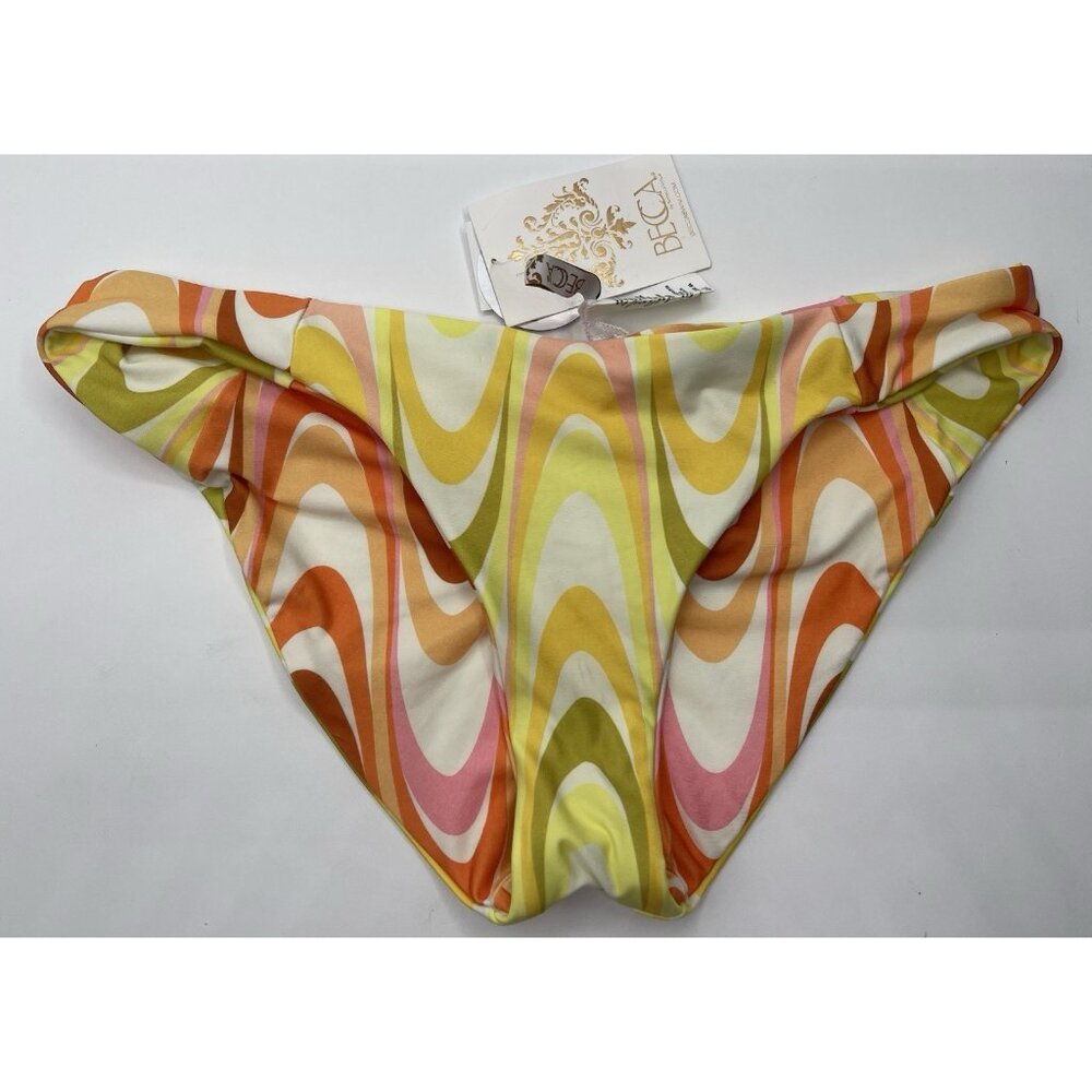 Becca Bikini Bottom Womens Size Large L Hipster Hippie Orange Yellow Reversible
